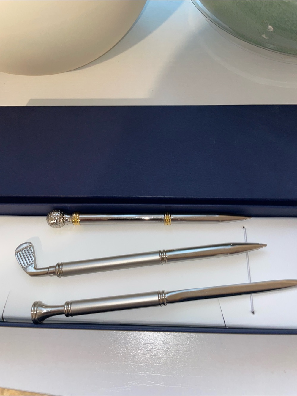 Silver Golf-Themed Ballpoint Pen Set - Unbranded